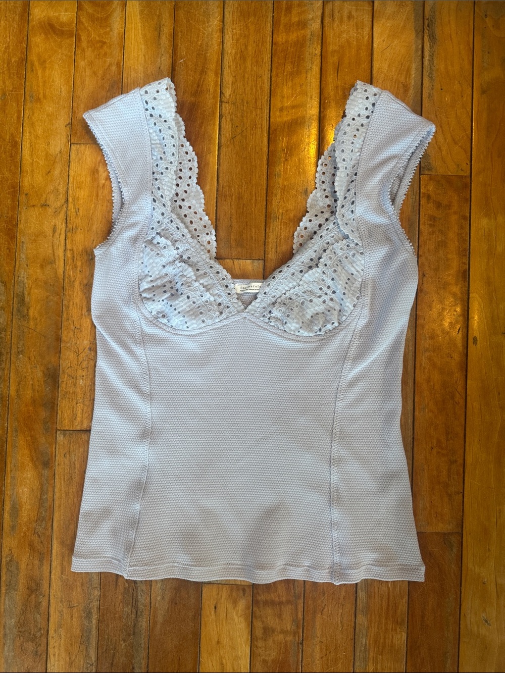 Free People Eyelet Lace-Trim Chemise Top — Violet